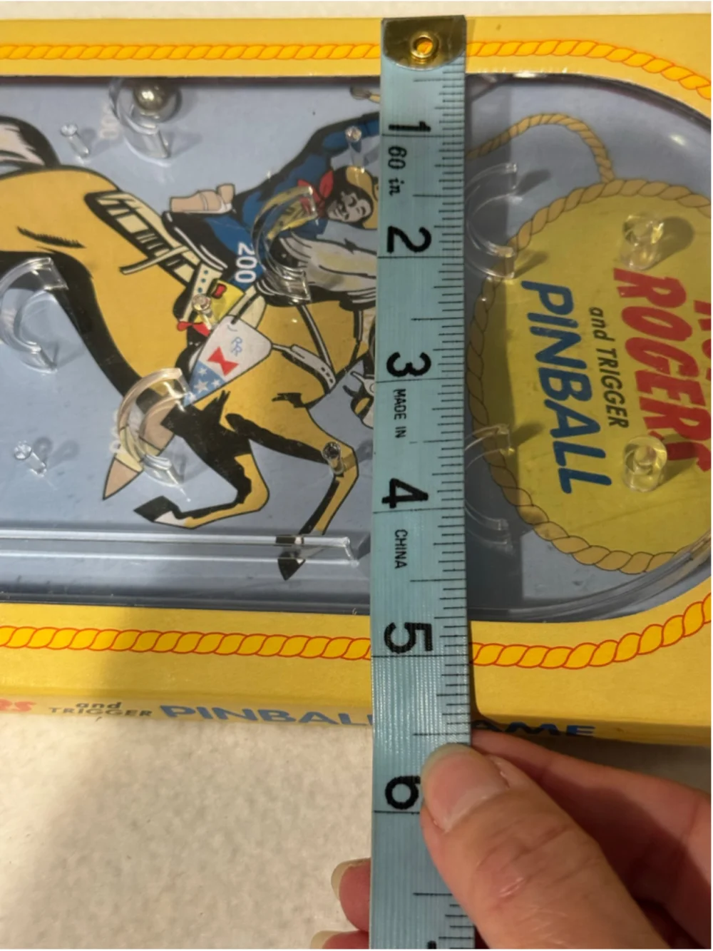 Vintage Schylling Roy Rogers & Trigger Pinball Game Original Package Yellow Blue